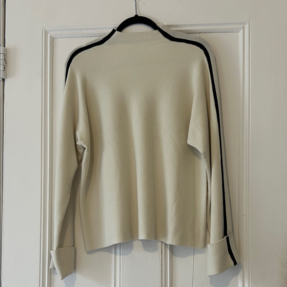 Saks Fifth Ave Cream Women's Sweater with Black Trim